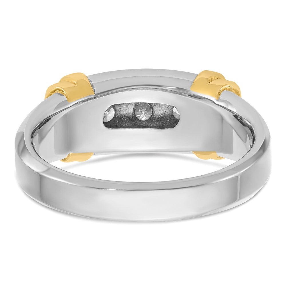 14K Bicolor-Gold Herren-Ring mit 0,5K Diamanten, komplett besetzt