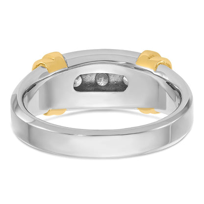 14K Bicolor-Gold Herren-Ring mit 0,5K Diamanten, komplett besetzt