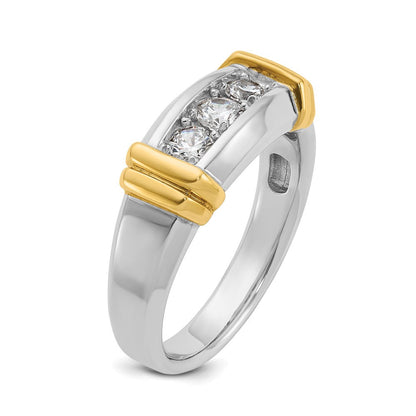 14K Bicolor-Gold Herren-Ring mit 0,5K Diamanten, komplett besetzt