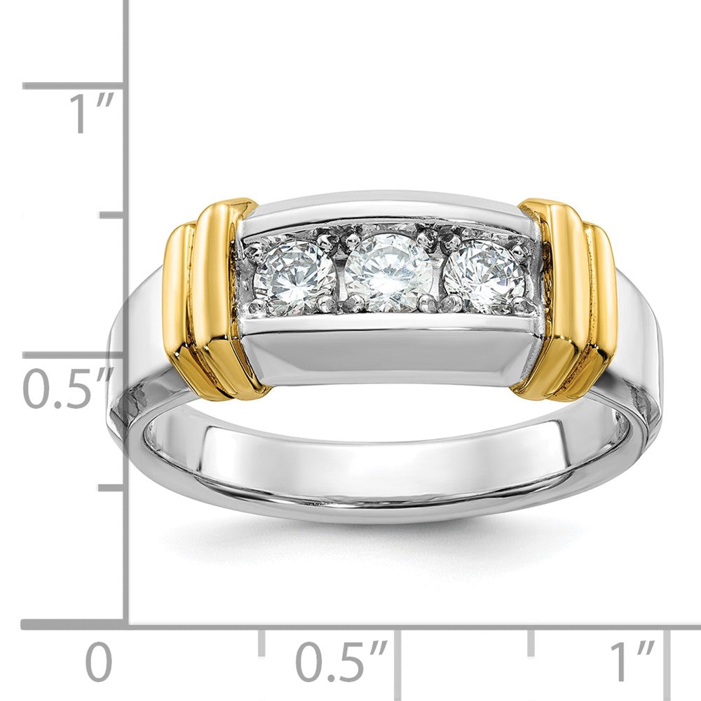 14K Bicolor-Gold Herren-Ring mit 0,5K Diamanten, komplett besetzt