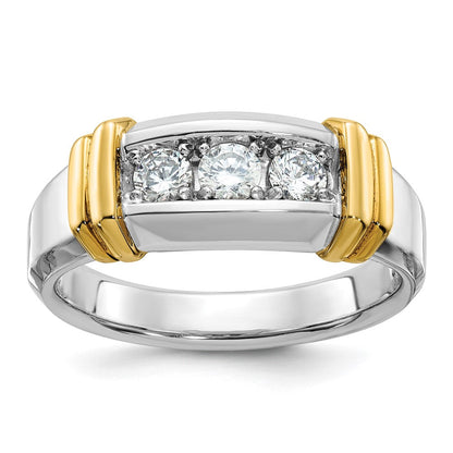 14K Bicolor-Gold Herren-Ring mit 0,5K Diamanten, komplett besetzt