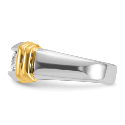 14K Bicolor Ibgoodman 1 Karat Im Labor Gezüchtet Diamant Vs/si+ G+ Komplett Herren Ring (size 10 Nur)
