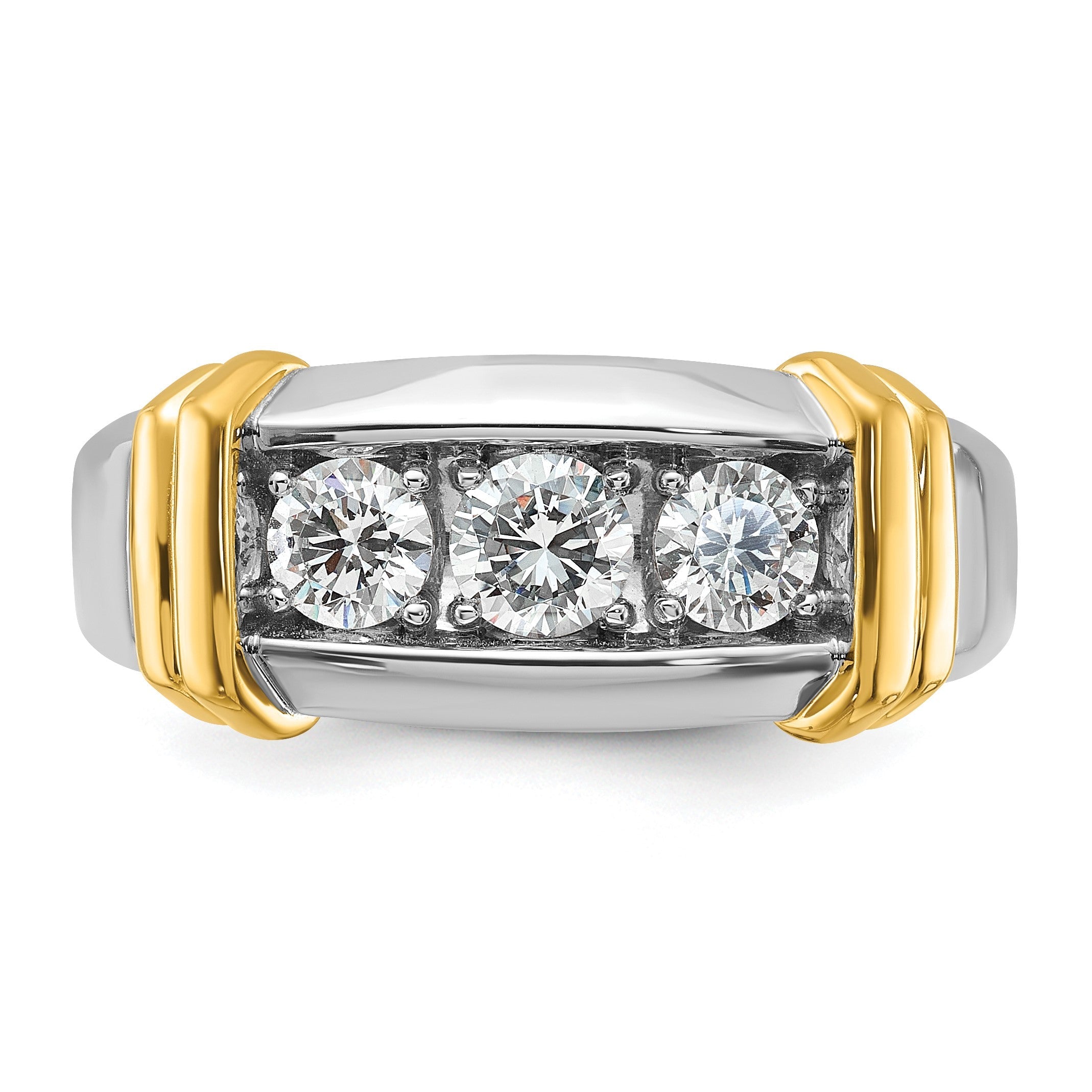 14K Bicolor Ibgoodman 1 Karat Im Labor Gezüchtet Diamant Vs/si+ G+ Komplett Herren Ring (size 10 Nur)