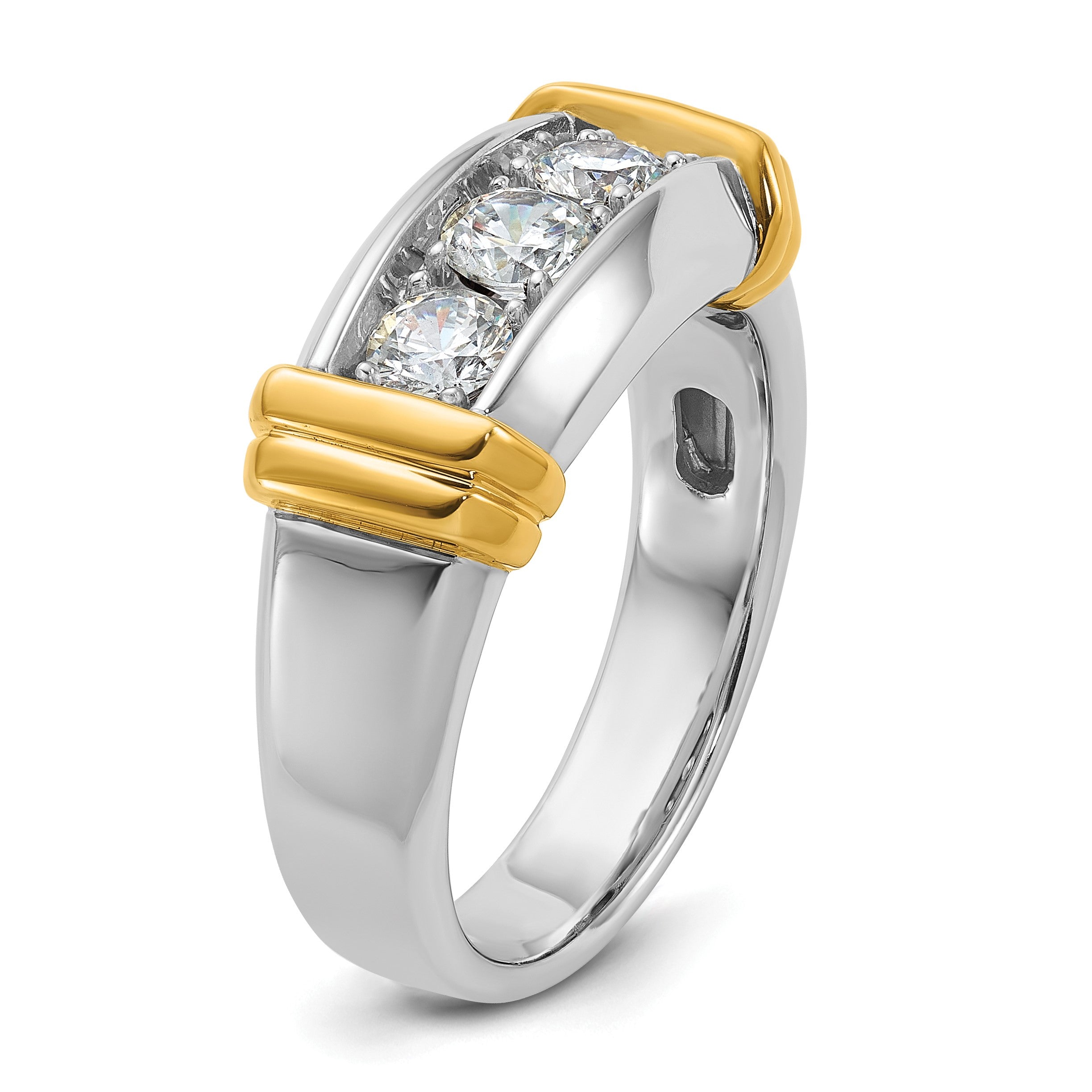 14K Bicolor Ibgoodman 1 Karat Im Labor Gezüchtet Diamant Vs/si+ G+ Komplett Herren Ring (size 10 Nur)