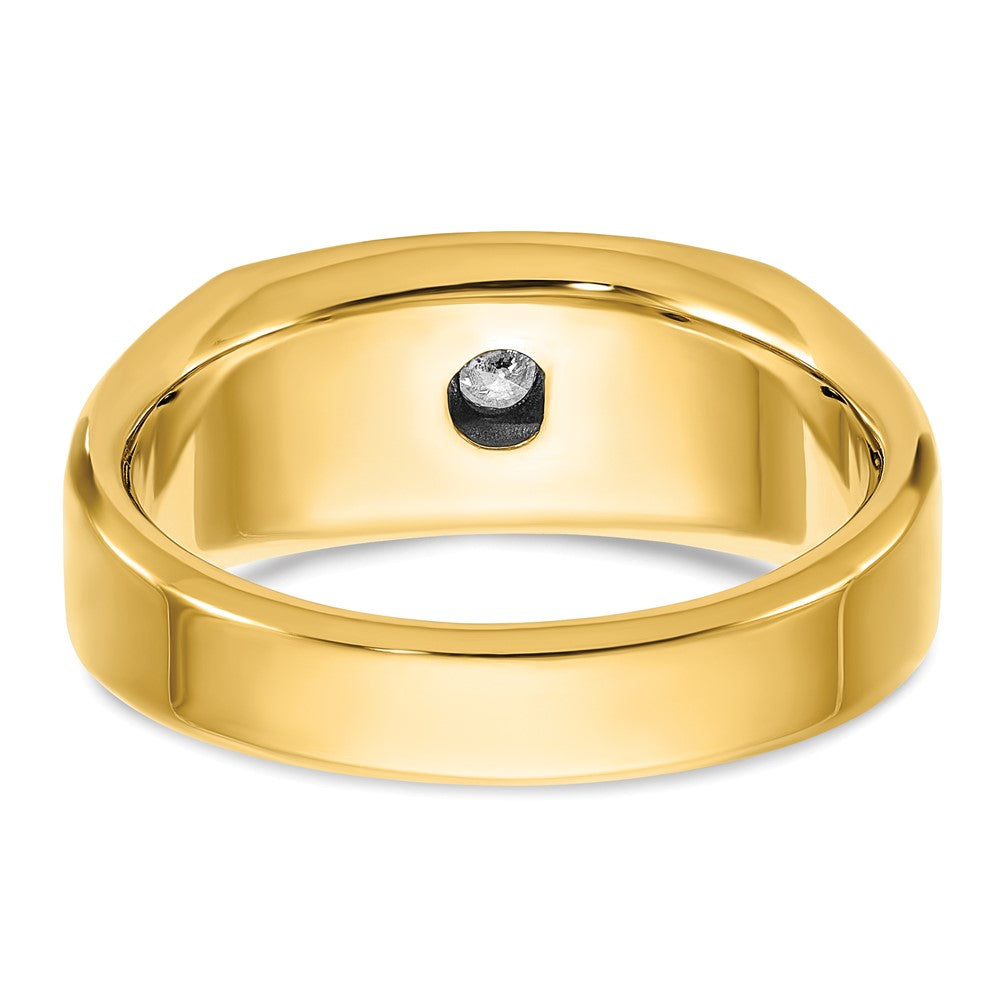14K Gelbgold- & Rhodium-Herrenring mit Weiß, 0,5 ct. im Labor gezüchtetem Diamant VS/SI+ G+, poliert und satiniert, Fünf-Stein