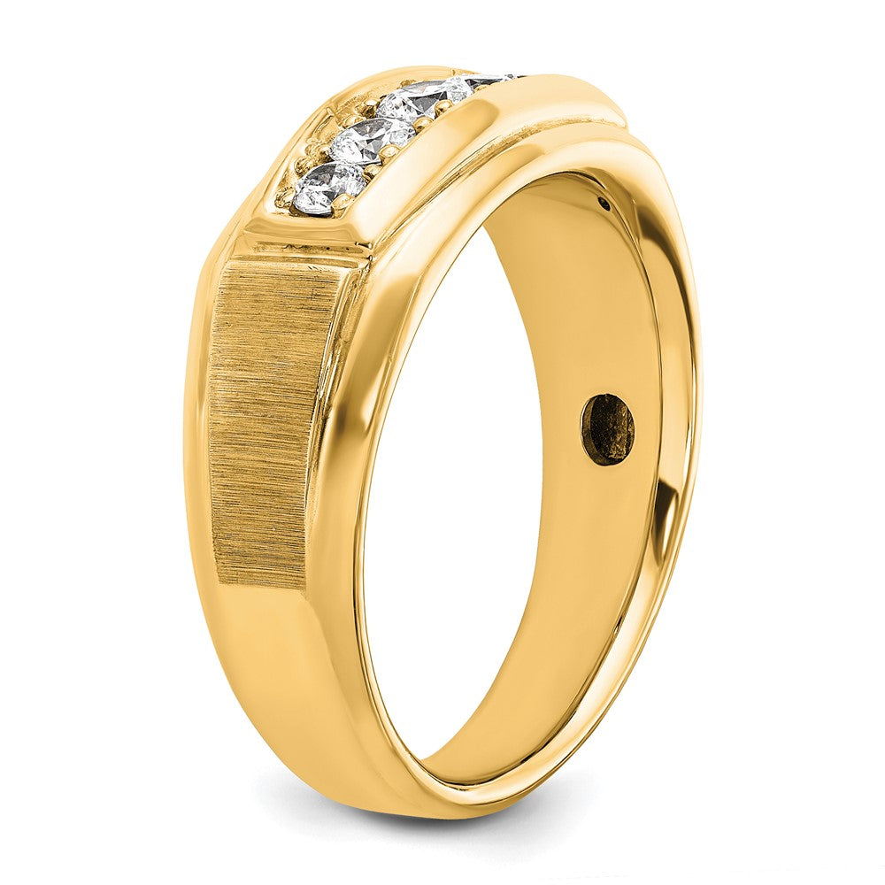 14K Gelb- und Rhodiumgold Two-Tone-Gold Herren-Ring, poliert und satiniert, mit Komfortpassform, 0,5K Diamant, komplett besetzt