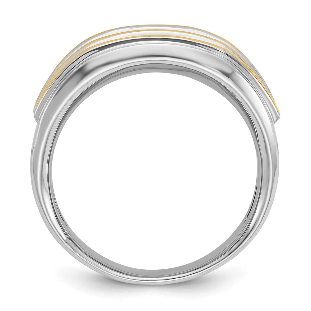 14K Zweifarbiges Gold Herren-Diamantring mit 0,5K, komplett besetzt