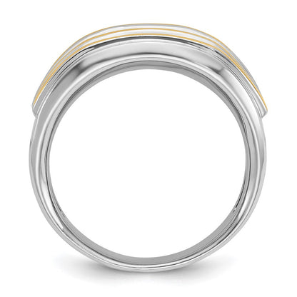 14K Zweifarbiges Gold Herren-Diamantring mit 0,5K, komplett besetzt