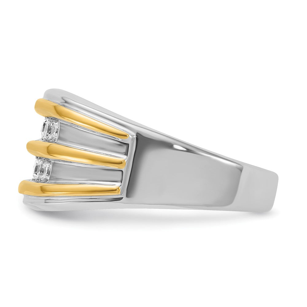 14K Zweifarbiges Gold Herren-Diamantring mit 0,5K, komplett besetzt