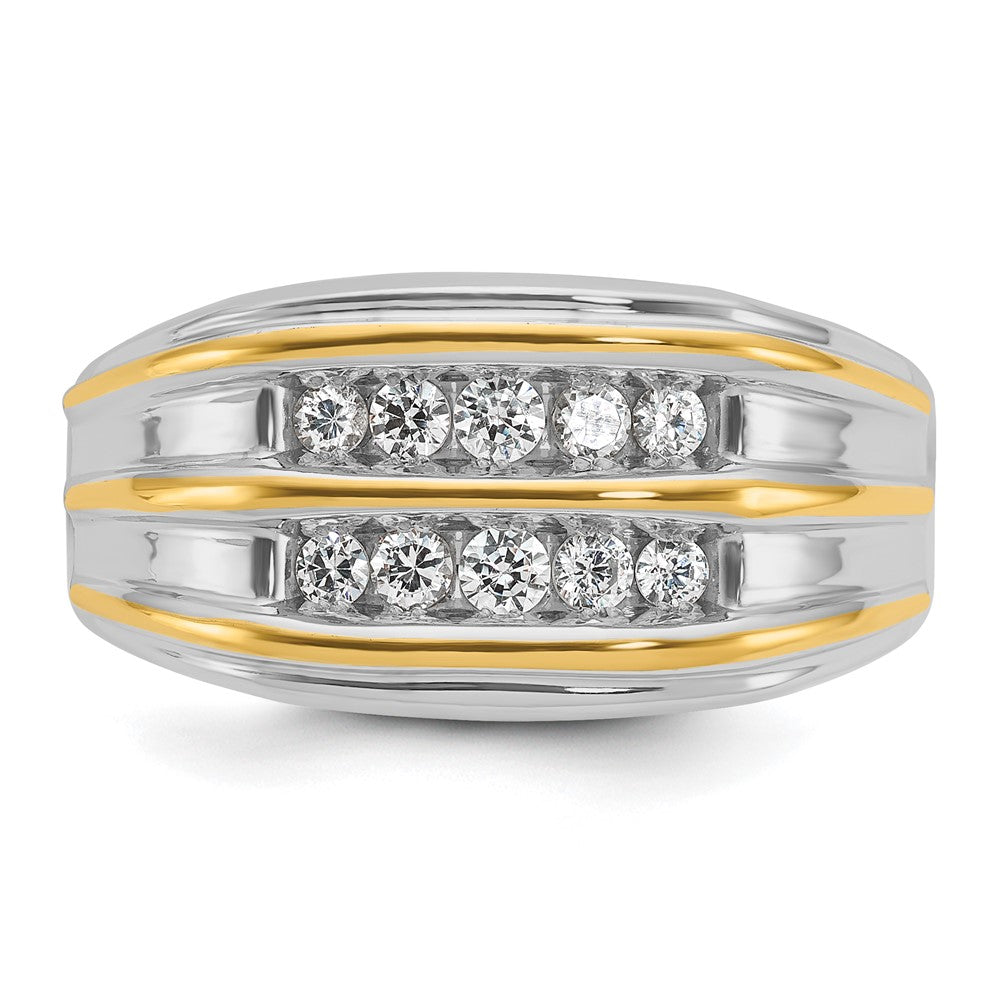 14K Zweifarbiges Gold Herren-Diamantring mit 0,5K, komplett besetzt