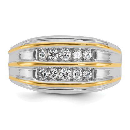 14K Zweifarbiges Gold Herren-Diamantring mit 0,5K, komplett besetzt