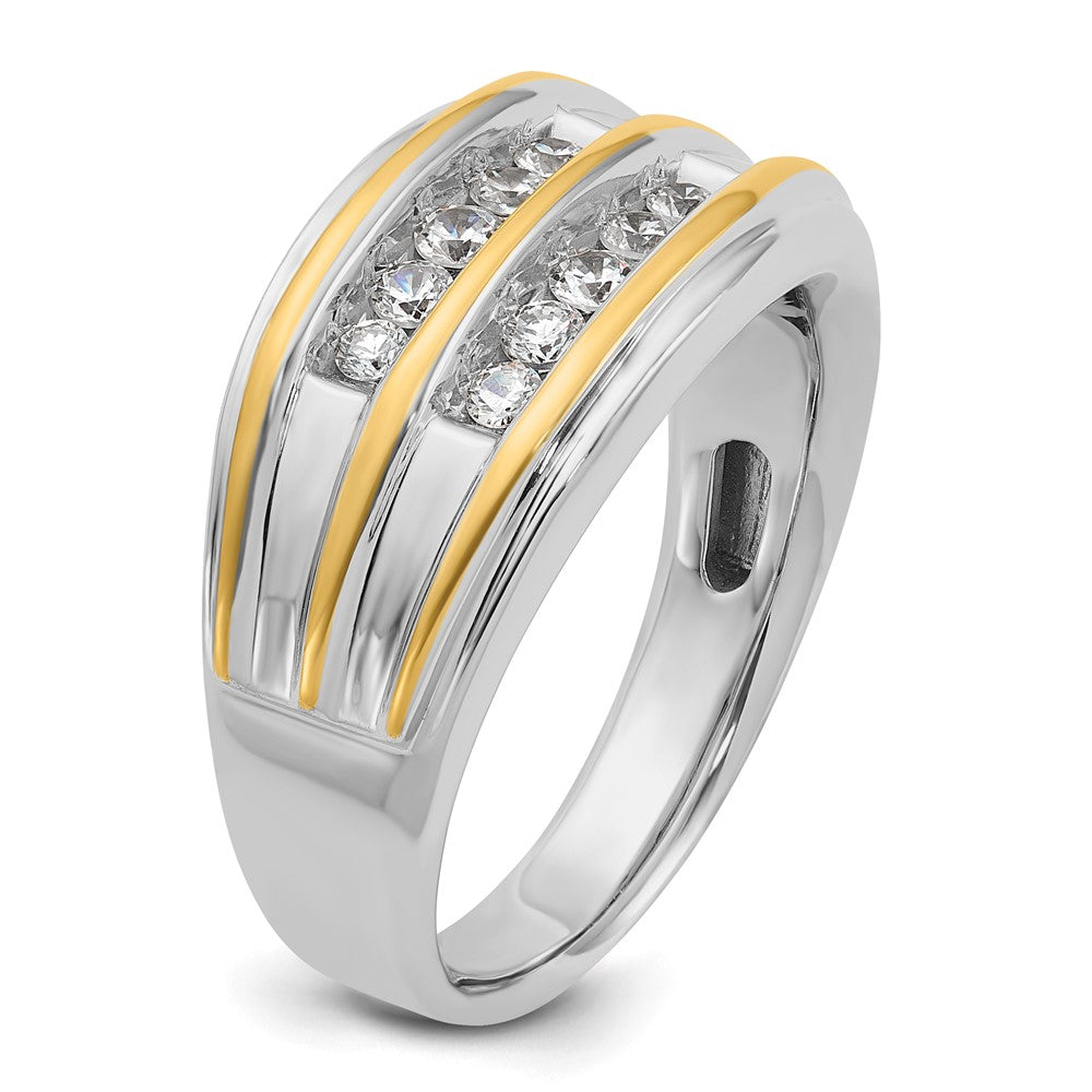 14K Zweifarbiges Gold Herren-Diamantring mit 0,5K, komplett besetzt