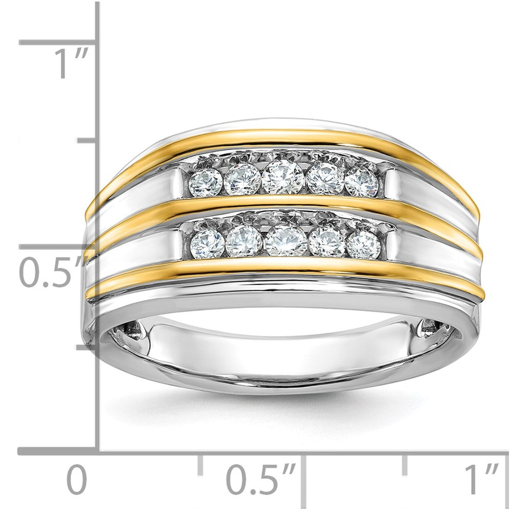 14K Zweifarbiges Gold Herren-Diamantring mit 0,5K, komplett besetzt