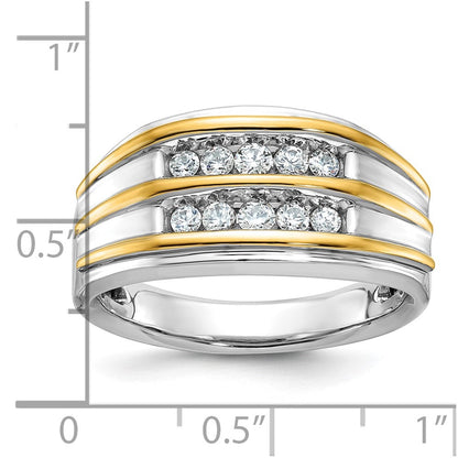 14K Zweifarbiges Gold Herren-Diamantring mit 0,5K, komplett besetzt