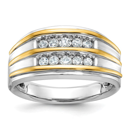 14K Zweifarbiges Gold Herren-Diamantring mit 0,5K, komplett besetzt
