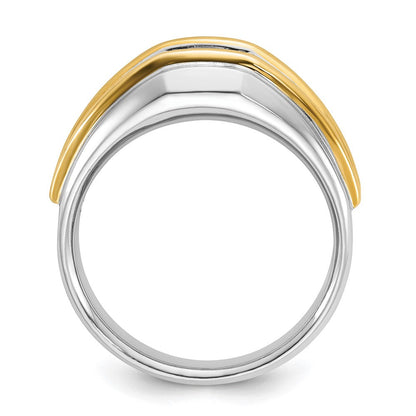 14K Bicolor Ring mit 0,5 ct. Labor gezüchteten Diamanten VS/SI+ G+, komplett poliert, für Herren