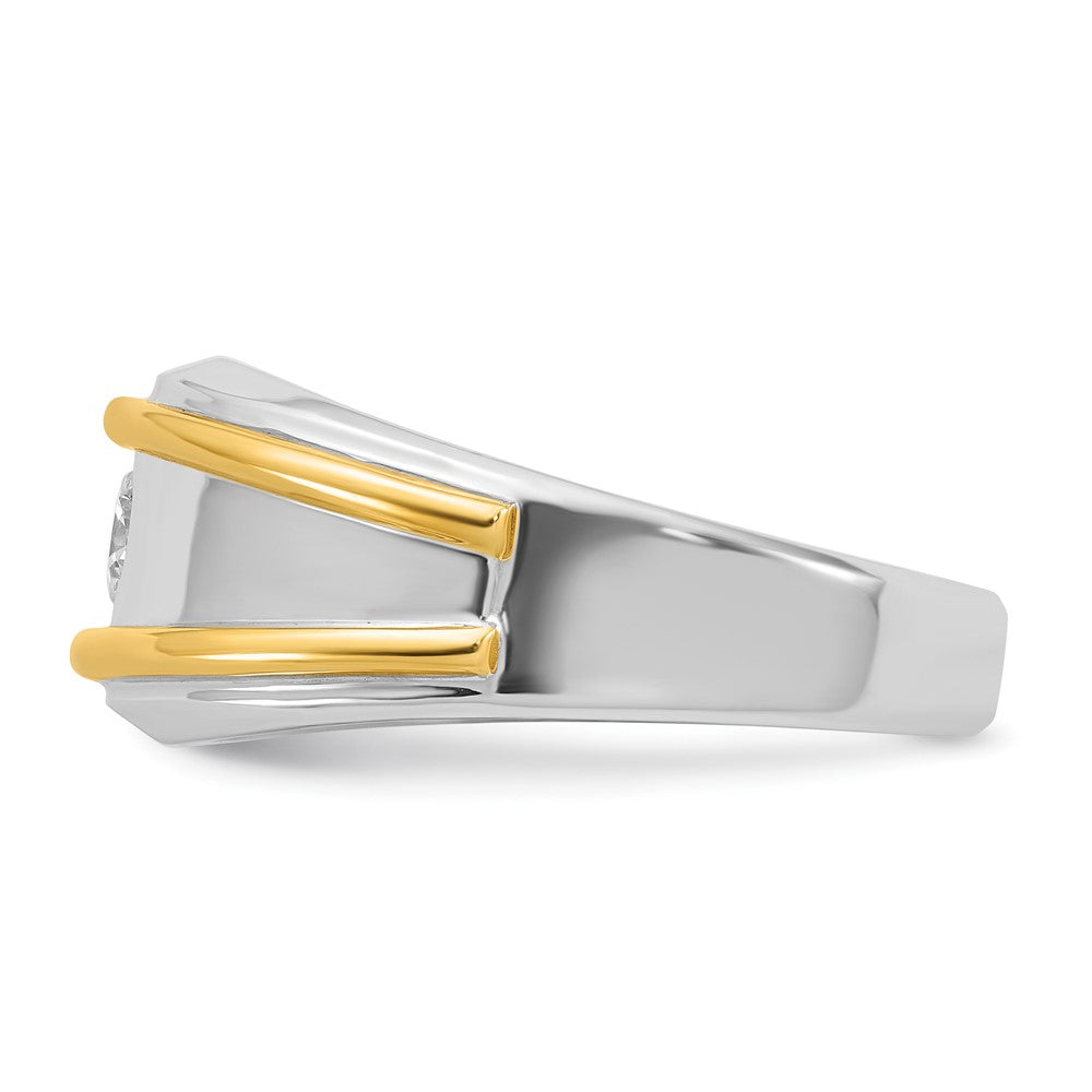 14K Bicolor Ring mit 0,5 ct. Labor gezüchteten Diamanten VS/SI+ G+, komplett poliert, für Herren