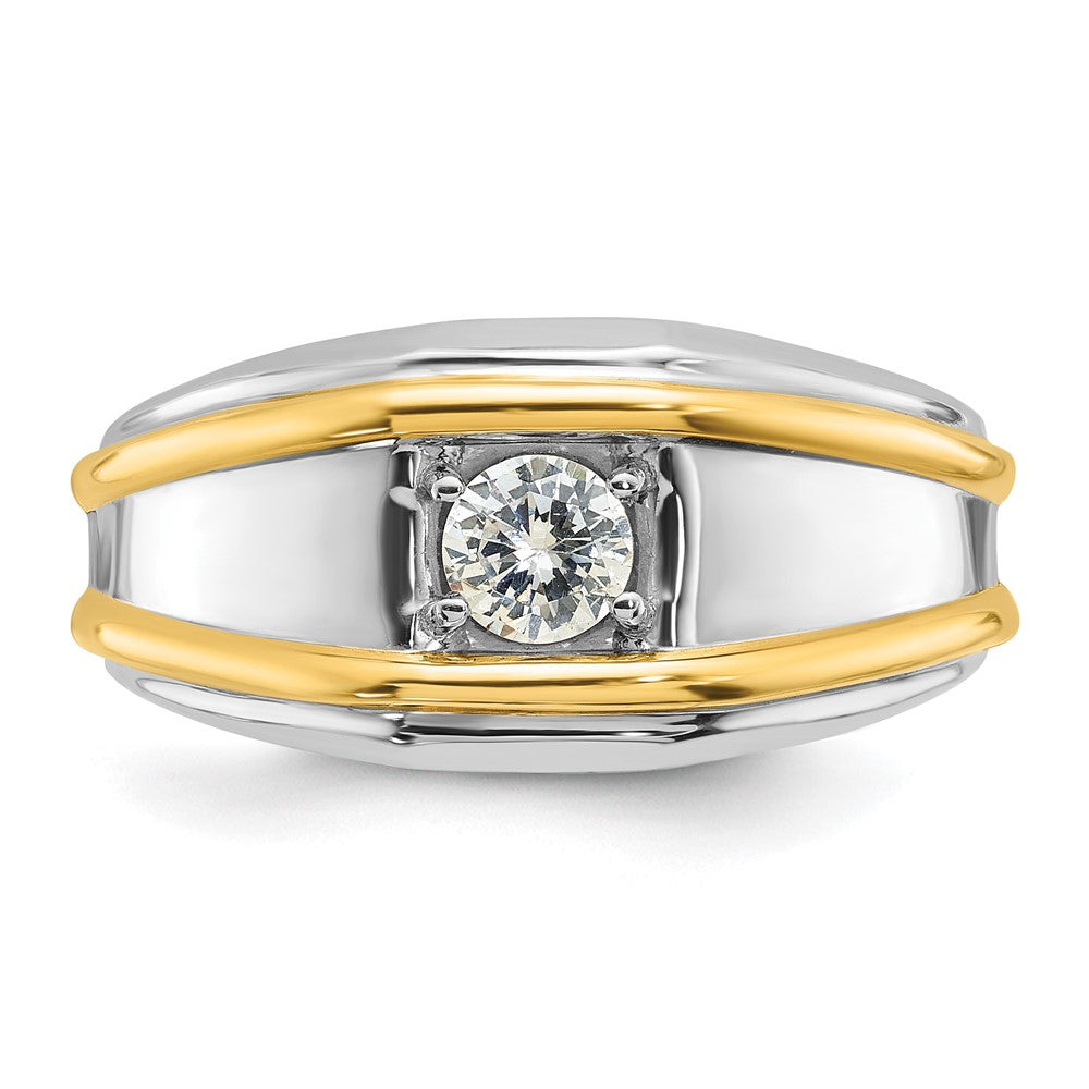 14K Bicolor Ring mit 0,5 ct. Labor gezüchteten Diamanten VS/SI+ G+, komplett poliert, für Herren