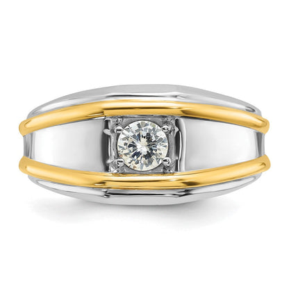 14K Bicolor Ring mit 0,5 ct. Labor gezüchteten Diamanten VS/SI+ G+, komplett poliert, für Herren