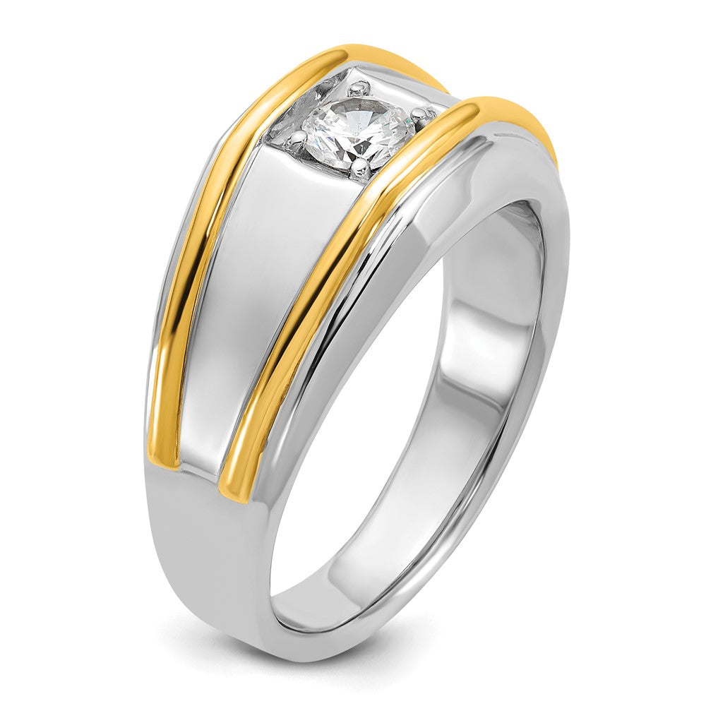 14K Bicolor Ring mit 0,5 ct. Labor gezüchteten Diamanten VS/SI+ G+, komplett poliert, für Herren