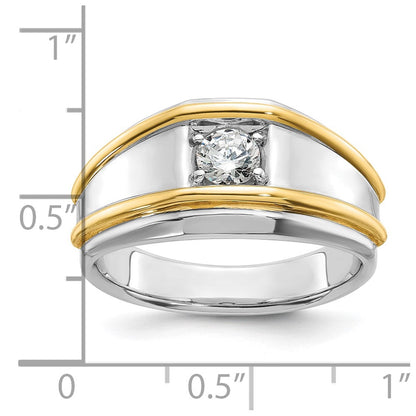 14K Bicolor Ring mit 0,5 ct. Labor gezüchteten Diamanten VS/SI+ G+, komplett poliert, für Herren