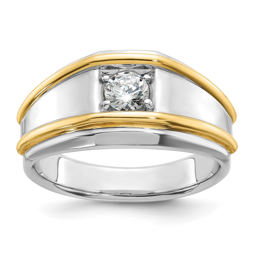 14K Bicolor Ring mit 0,5 ct. Labor gezüchteten Diamanten VS/SI+ G+, komplett poliert, für Herren