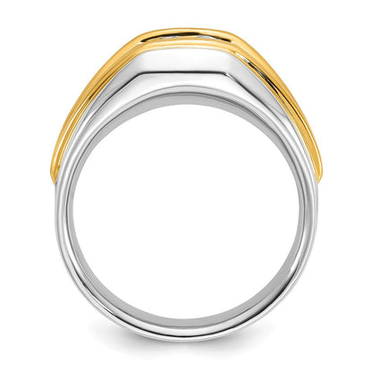 14K Bicolor Herren-Solitärring mit 1 ct. Labordiamant, VS/SI+ G+, poliert