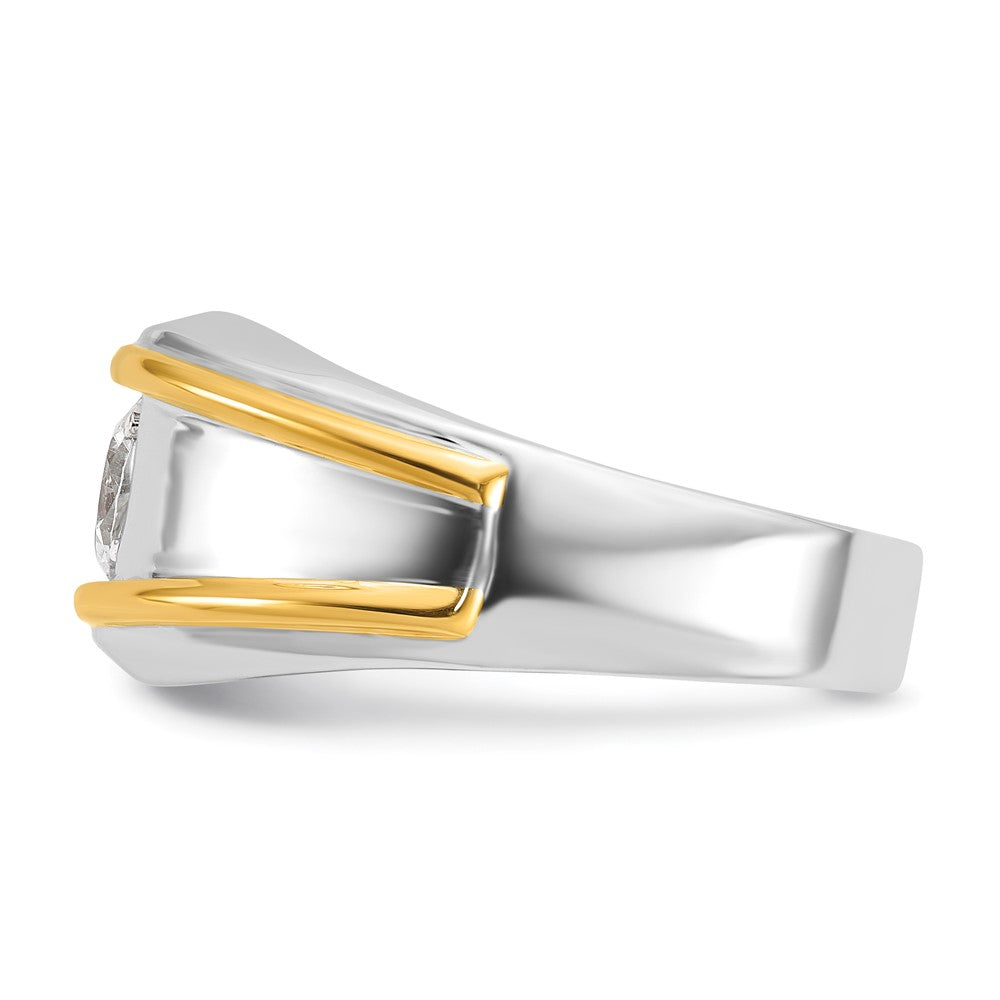 14K Bicolor Herren-Solitärring mit 1 ct. Labordiamant, VS/SI+ G+, poliert