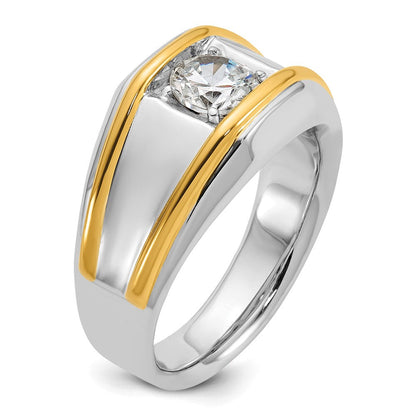 14K Bicolor Herren-Solitärring mit 1 ct. Labordiamant, VS/SI+ G+, poliert