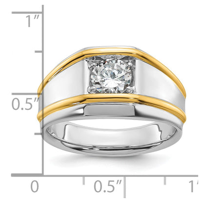 14K Bicolor Herren-Solitärring mit 1 ct. Labordiamant, VS/SI+ G+, poliert