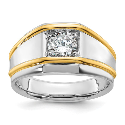 14K Bicolor Herren-Solitärring mit 1 ct. Labordiamant, VS/SI+ G+, poliert