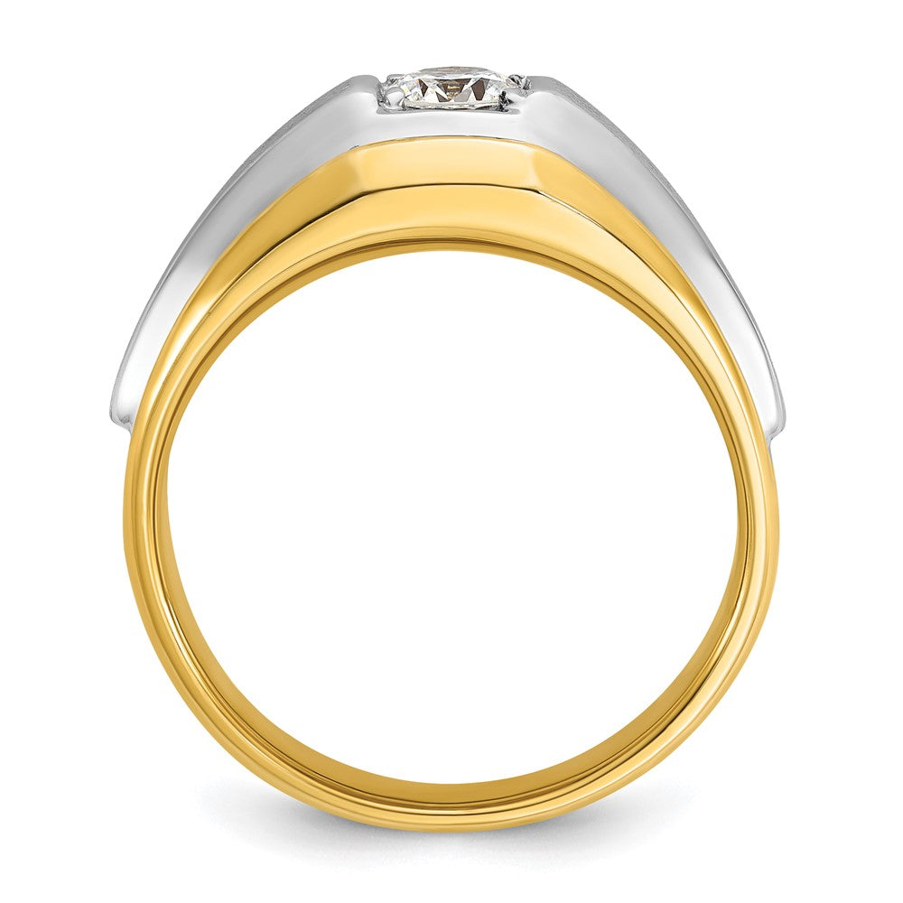 14K Bicolor Herrenring mit 0,375 ct. im Labor gezüchteten Diamanten, VS/SI+ G+, poliert und satiniert