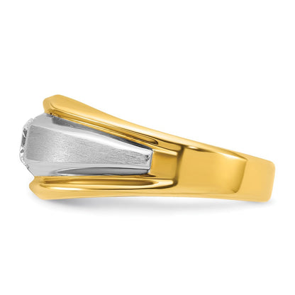 14K Bicolor Gold Herren-Ring, poliert und satiniert, mit 0,375 Karat Diamanten, komplett besetzt