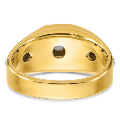 14K Bicolor Gold Herren-Ring, poliert und satiniert, mit 0,375 Karat Diamanten, komplett besetzt