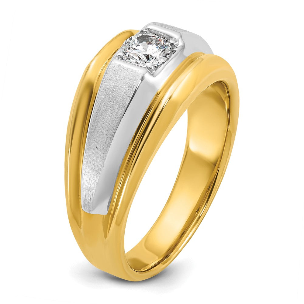 14K Bicolor Herrenring mit 0,375 ct. im Labor gezüchteten Diamanten, VS/SI+ G+, poliert und satiniert