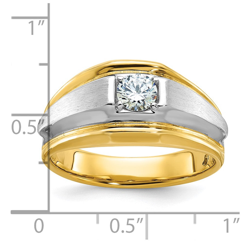 14K Bicolor Gold Herren-Ring, poliert und satiniert, mit 0,375 Karat Diamanten, komplett besetzt