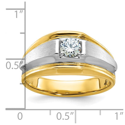 14K Bicolor Gold Herren-Ring, poliert und satiniert, mit 0,375 Karat Diamanten, komplett besetzt