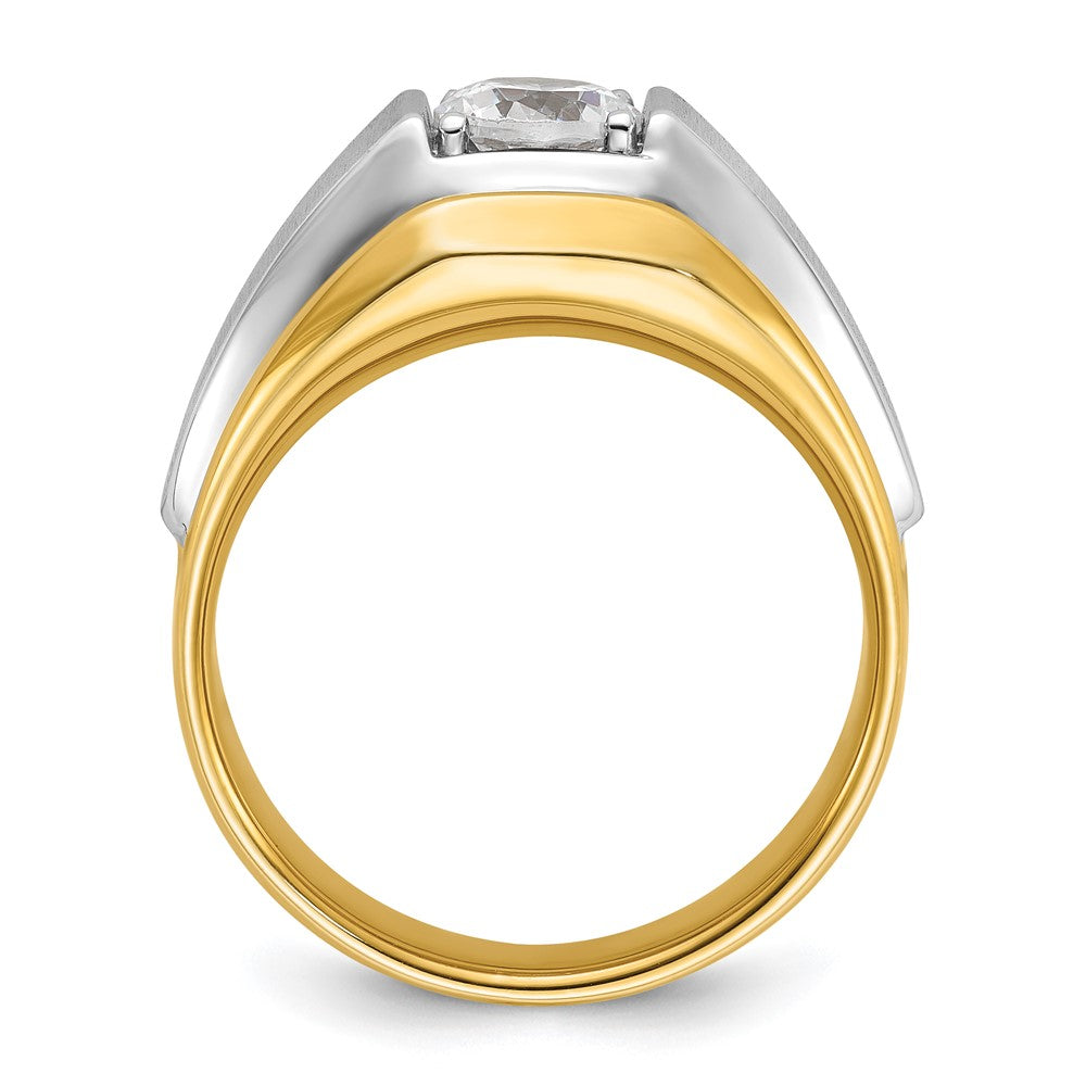 14K Bicolor Herrenring, poliert und gebürstet, mit 1 ct. Labor-gezüchtetem Diamant, VS/SI+ G+