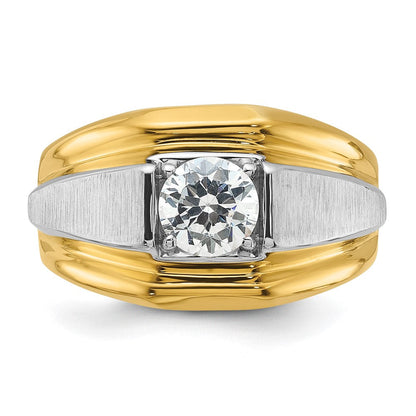 14K Bicolor Herrenring, poliert und gebürstet, mit 1 ct. Labor-gezüchtetem Diamant, VS/SI+ G+