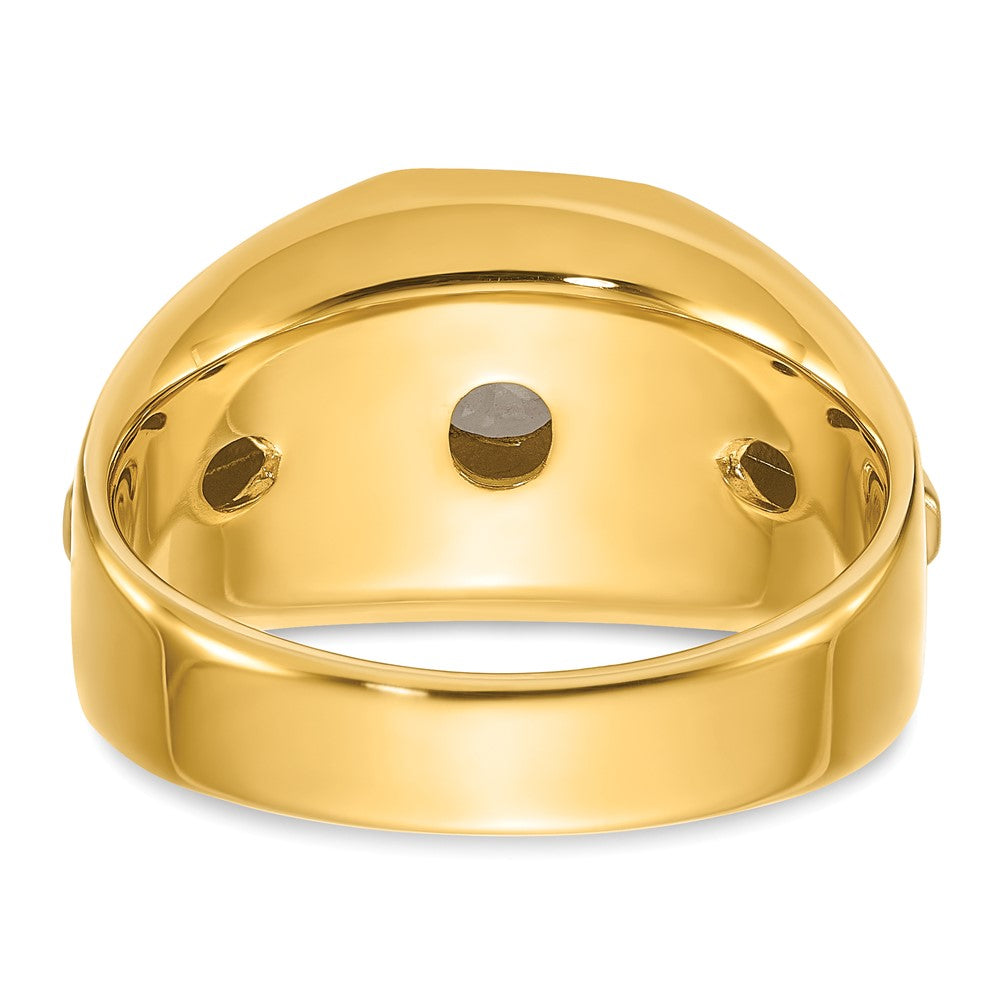 14K Bicolor Herrenring, poliert und gebürstet, mit 1 ct. Labor-gezüchtetem Diamant, VS/SI+ G+