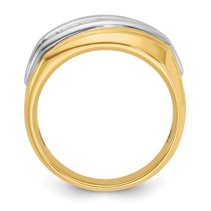 14K Two-Tone-Gold Herren-Ring mit 0,5K Diamant, komplett besetzt