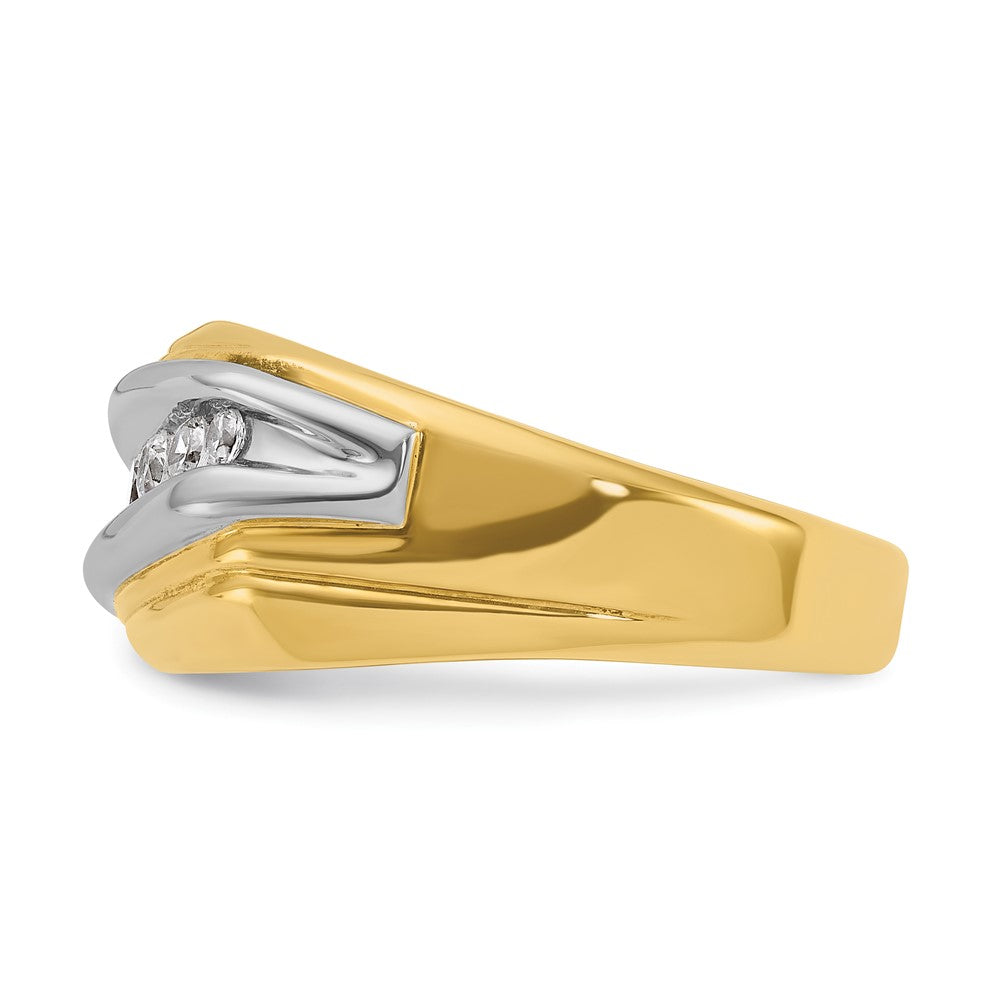 14K Two-Tone-Gold Herren-Ring mit 0,5K Diamant, komplett besetzt