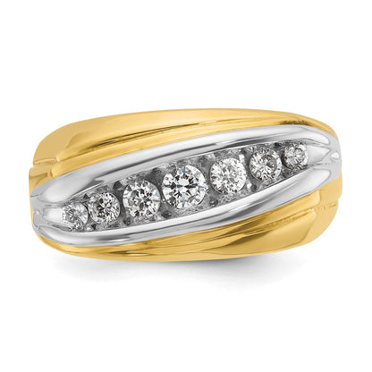14K Two-Tone-Gold Herren-Ring mit 0,5K Diamant, komplett besetzt
