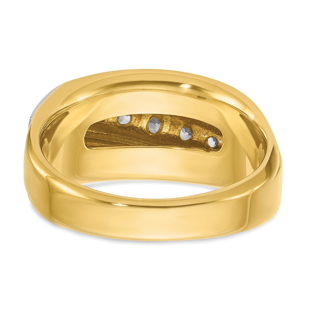 14K Two-Tone-Gold Herren-Ring mit 0,5K Diamant, komplett besetzt