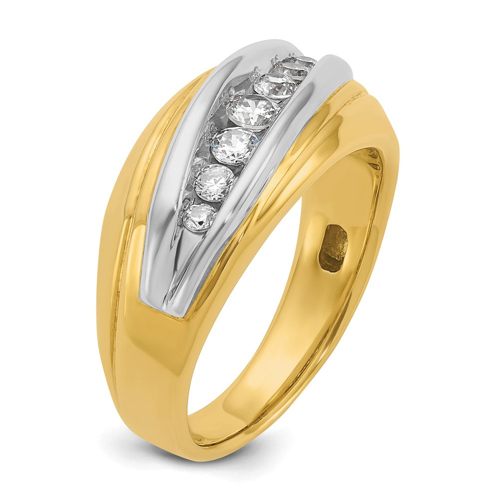 14K Two-Tone-Gold Herren-Ring mit 0,5K Diamant, komplett besetzt