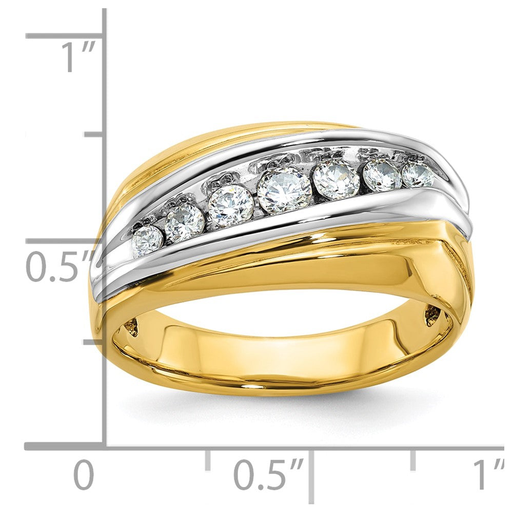 14K Two-Tone-Gold Herren-Ring mit 0,5K Diamant, komplett besetzt