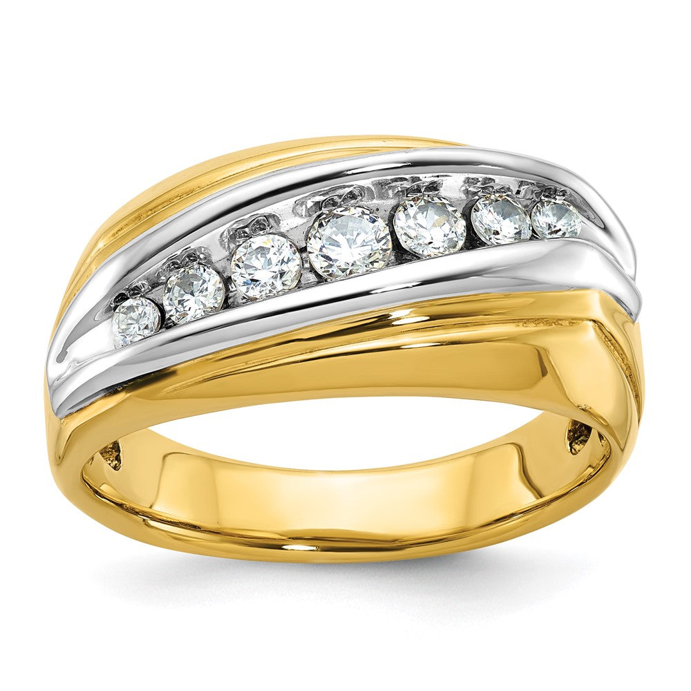 14K Two-Tone-Gold Herren-Ring mit 0,5K Diamant, komplett besetzt
