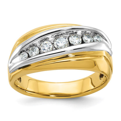 14K Two-Tone-Gold Herren-Ring mit 0,5K Diamant, komplett besetzt