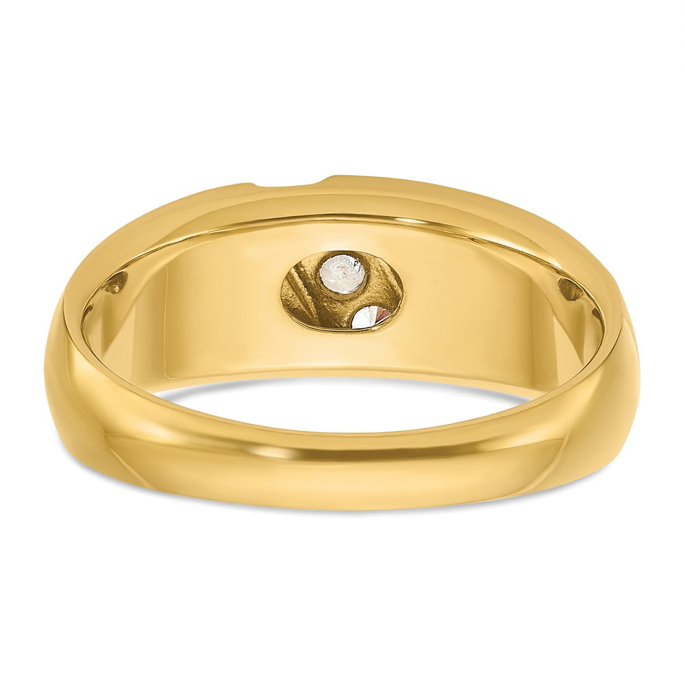 14K Bicolor Gold Herren-Ring, poliert und satiniert, mit 0,2K Diamanten, komplett besetzt