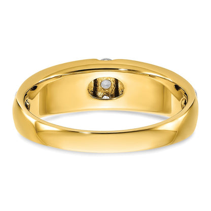 14K Bicolor Gold Herren-Ring, poliert und satiniert, mit 0,125 Karat Diamanten, komplett besetzt